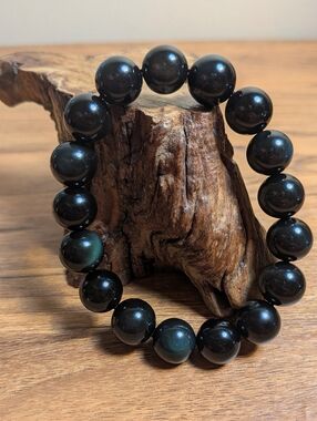 Rainbow Sheen Obsidian 12mm Crystal Bracelet